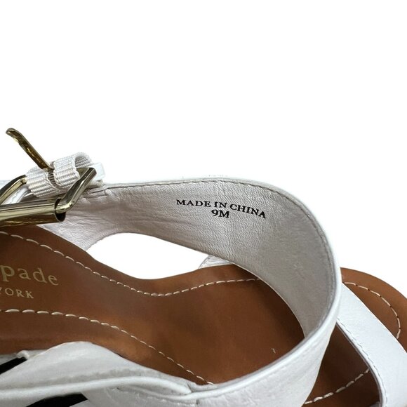 Kate Spade Bina white leather straps women's wedge sandals size 9 - Picture 8 of 12